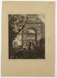 Frontispice, vasi invention, de "Collection de divers sujets de vases, tombeaux, ruines et fontaines, utile aux artistes..."