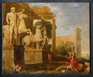 Paysage avec les Dioscures ... (peinture sur toile)