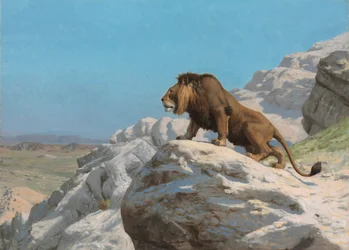 Lion en alerte, vers 1885