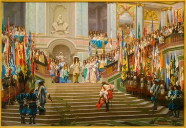 Réception de Louis II de Bourbon-Condé, dit le Grand Condé, par le roi Louis XIV à Versailles en 1674