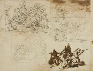 Quatre croquis pour une bataille de cavalerie