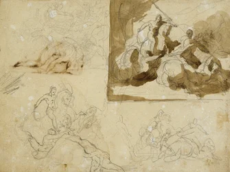 Quatre croquis pour une bataille de cavalerie