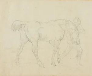 Palefrenier menant un cheval