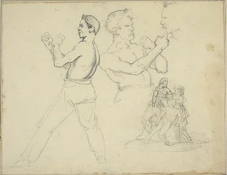 Études de boxeurs et esquisse d