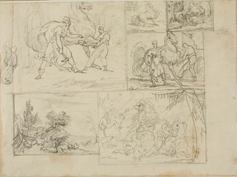 Trois études avec croquis d
