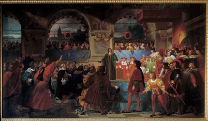 Le roi Louis XII proclamé père du peuple aux États généraux de Tours le 14 mai 1506. Ce titre lui est donné car il a réduit la taille, impôt payé par les roturiers