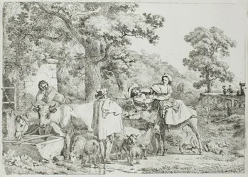 Vache et cheval à l