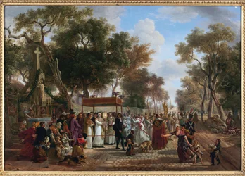 La procession du Corpus Christi dans un village
