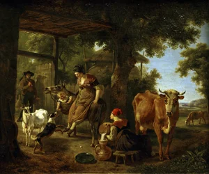 À la ferme. Une scène de la vie rurale