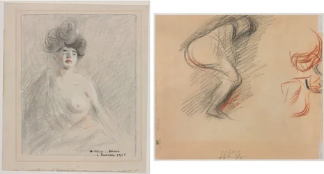 Courtisane (recto) Esquisses de figures (verso)