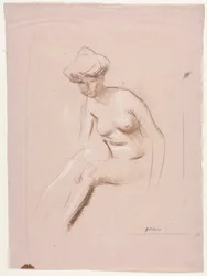 Nu assis, dernier quart des années 1800 ou premier tiers des années 1900