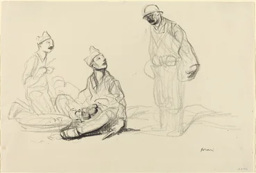 Soldats préparant un repas, vers 1914-1919