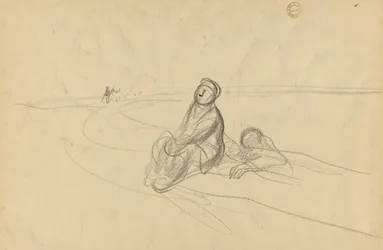 Deux figures sur une route, vers 1919
