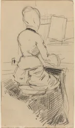 Jeune femme assise au piano