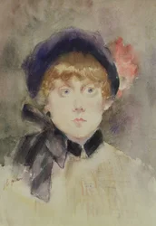 Jeune femme avec un chapeau bleu, 1883