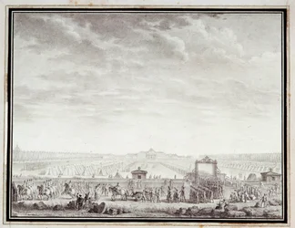 Révolution française : Les troupes du Champ-de-Mars partant pour la Place Louis XV : 12 juillet 1789