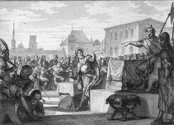 Réforme passagère du clergé, 816 : Louis Ier le Pieux ou le Débonnaire - Gravure de Jean Michel Moreau, dit Moreau le Jeune