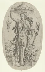 Terminus en forme de femme avec instrument de musique