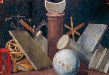 Instruments scientifiques et astronomiques, ca 1620, peinture sur panneau par Jean Mosnier (1600-1656). Château de Beauregard, Loir-et-Cher, France.