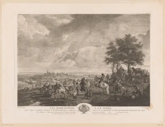 Paysage avec marchands de chevaux sur un marché