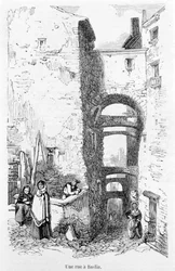 Une rue de Bastia. Corse. Gravure par Laurens.