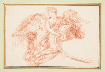 Figure féminine ailée avec rouleau décoratif