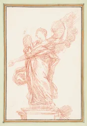 Figure ailée sur piédestal