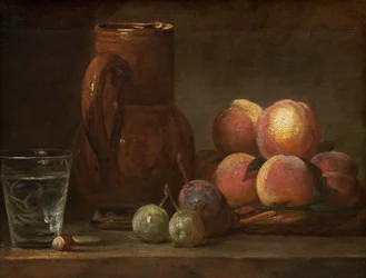 Fruits, pichet et verre