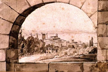 Vue de la ville et du lac de Bracciano, vers 1810