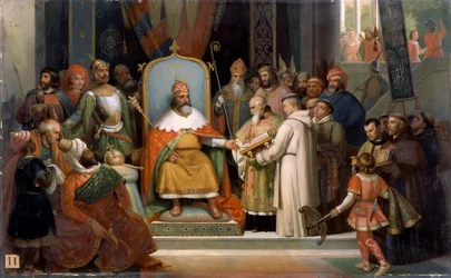 Charlemagne reçoit Alcuin, 780