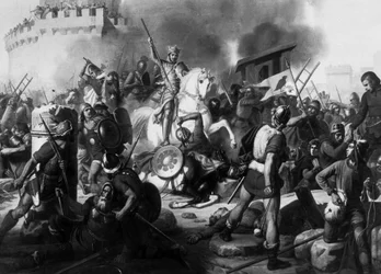 Le comte Eudes (Odon) (860-898) défend Paris contre les Normands en 886, peinture de Jean Victor Schnetz (1787-1870)