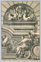 Design pour dessus de porte et cadre, de "Recherche de Plusieurs Beaux Morceaux"