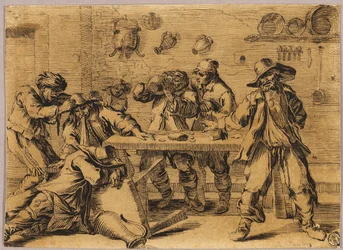 Scène de taverne avec des hommes en train de s