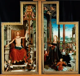 Le Christ et la Vierge. État fermé du polyptyque de la Glorification de la Sainte Trinité (peinture sur bois)