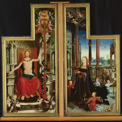 Polyptyque de la glorification de la Sainte Trinité, panneaux représentant le Christ en majesté et la Vierge