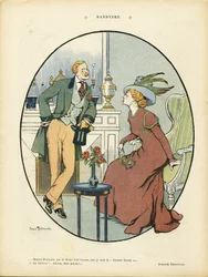 Illustration de Jehan Testevuide (1873-1924) dans Le Rire, 09/05/08 - Dandysme - Mode, Architecture Intérieure - Dandy