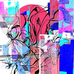 Fleur rose et bleue abstraite