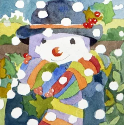 Bonhomme de neige dans la neige, 2011 (aquarelle)