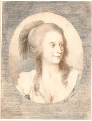 Portrait de la pasteure Nicolai Bierfreund, née Henriksen. Ovale, trois-quarts profil vers la droite