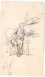 Étude pour le portrait de famille Holmskiold de 1787 : conseiller privé Theodor Holmskiold assis à une table