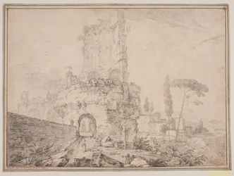 Paysage avec ruines en dehors de Rome