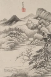 Paysage dans le style de divers vieux maîtres: Dans le style de Dong Yuan, 1669