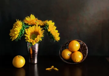 Tournesols dorés et oranges