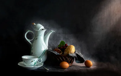Nature morte rustique représentant un petit-déjeuner