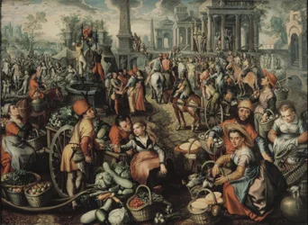 Scène de marché : Ecce Homo, la Flagellation et le Portement de Croix, 1561