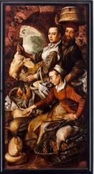 Les marchands vendant de la volaille et des œufs (peinture de Joachim Beuckelaer, 1564)