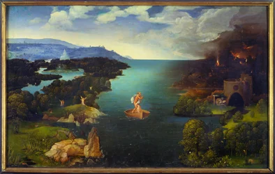 Le passage du Styx Charon sur son bateau dans les Enfers