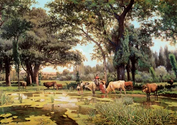 "" Été "". Peinture de Joaquim Vayreda i Vila (1843-1894). Années 1880. Barcelone. Musée national d