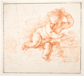 Putti ramassant des fruits