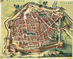 Italie, Carte de Pesaro, de Theatrum civitatum et admirandorum Italiae par Joan Blaeu